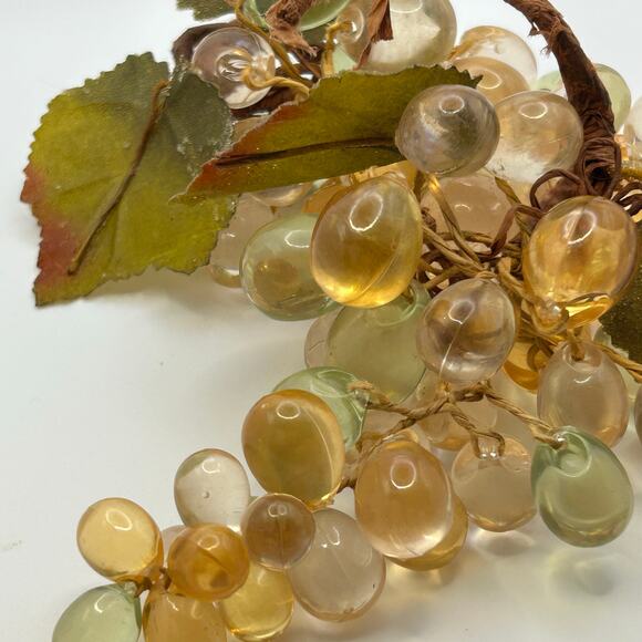 Vintage Lucite Grape Cluster Décor Amber Green Lot of 2 Mid Century - Picture 7 of 8